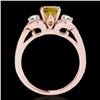 Image 2 : 1.7 CTW Certified Si Intense Yellow Diamond 3 Stone Solitaire Ring 10K Rose Gold - REF-305M5H - 3534