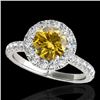 Image 1 : 1.75 CTW Certified Si/I Fancy Intense Yellow Diamond Solitaire Halo Ring 10K White Gold - REF-178F2N