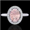 Image 1 : 1.50 CTW Morganite & Micro VS/SI Diamond Ring Solitaire Halo 18K White Gold - REF-68W4F - 21015