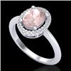 Image 2 : 1.50 CTW Morganite & Micro VS/SI Diamond Ring Solitaire Halo 18K White Gold - REF-68W4F - 21015