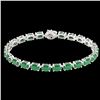 Image 2 : 29 CTW Emerald Eternity Designer Inspired Tennis Bracelet 14K White Gold - REF-180M2H - 23387