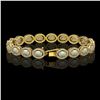 Image 2 : 9.5 CTW Opal & Diamond Halo Bracelet 10K Yellow Gold - REF-251A8X - 40468