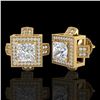 Image 2 : 2.75 CTW Princess VS/SI Diamond Micro Pave Stud Earrings 18K Yellow Gold - REF-684W3F - 37189