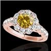 Image 1 : 3 CTW Certified Si/I Fancy Intense Yellow Diamond Solitaire Halo Ring 10K Rose Gold - REF-345K5W - 3