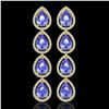 Image 1 : 11.2 CTW Tanzanite & Diamond Halo Earrings 10K Yellow Gold - REF-286W9F - 41293