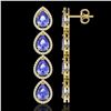 Image 2 : 11.2 CTW Tanzanite & Diamond Halo Earrings 10K Yellow Gold - REF-286W9F - 41293