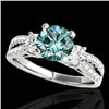 Image 1 : 1.5 CTW Si Certified Fancy Blue Diamond 3 Stone Ring 10K White Gold - REF-172A8X - 35408