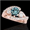 Image 1 : 2.26 CTW Si Certified Fancy Blue Diamond Bypass Solitaire Ring 10K Rose Gold - REF-309M3H - 35060