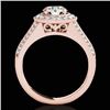 Image 2 : 1.7 CTW H-SI/I Certified Diamond Solitaire Halo Ring 10K Rose Gold - REF-233W6F - 33968