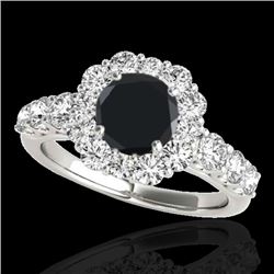 2.25 CTW Certified VS Black Diamond Solitaire Halo Ring 10K White Gold - REF-114T2M - 33385