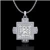 Image 1 : 1.46 CTW Princess VS/SI Diamond Solitaire Micro Pave Necklace 18K White Gold - REF-418W2F - 37193