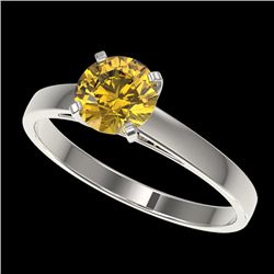 1.02 CTW Certified Intense Yellow SI Diamond Solitaire Engagement 10K White Gold - REF-199A5X - 3652