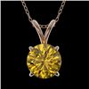 Image 1 : 1.05 CTW Certified Intense Yellow SI Diamond Solitaire Necklace 10K Rose Gold - REF-147T2M - 36772