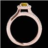 Image 2 : 1.55 CTW Certified Si/I Fancy Intense Yellow Diamond Solitaire Halo Ring 10K Rose Gold - REF-178T2M 