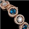 Image 4 : 13.56 CTW Blue & White Diamond Designer Bracelet 18K Rose Gold - REF-3235T5M - 42591