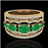 Image 1 : 2.25 CTW Emerald & Micro Pave VS/SI Diamond Designer Ring 10K Yellow Gold - REF-71M3H - 20801