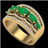 Image 2 : 2.25 CTW Emerald & Micro Pave VS/SI Diamond Designer Ring 10K Yellow Gold - REF-71M3H - 20801