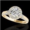 Image 1 : 1.5 CTW H-SI/I Certified Diamond Solitaire Halo Ring 10K Yellow Gold - REF-218X2T - 33564