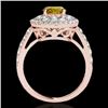 Image 2 : 2.09 CTW Certified Si/I Fancy Intense Yellow Diamond Solitaire Halo Ring 10K Rose Gold - REF-220H2A 