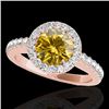 Image 1 : 1.65 CTW Certified Si/I Fancy Intense Yellow Diamond Solitaire Halo Ring 10K Rose Gold - REF-259M3H 