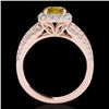 Image 2 : 2 CTW Certified Si/I Fancy Intense Yellow Diamond Solitaire Halo Ring 10K Rose Gold - REF-180T2M - 3