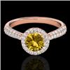 Image 1 : 1.4 CTW Certified Si/I Fancy Intense Yellow Diamond Solitaire Halo Ring 10K Rose Gold - REF-170A4X -