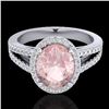 Image 1 : 3 CTW Morganite & Micro VS/SI Diamond Halo Solitaire Ring 18K White Gold - REF-86Y2K - 20944