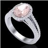 Image 2 : 3 CTW Morganite & Micro VS/SI Diamond Halo Solitaire Ring 18K White Gold - REF-86Y2K - 20944