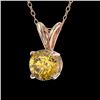 Image 2 : 0.56 CTW Certified Intense Yellow SI Diamond Solitaire Necklace 10K Rose Gold - REF-70X5T - 36735
