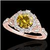 Image 1 : 1.5 CTW Certified Si/I Fancy Intense Yellow Diamond Solitaire Halo Ring 10K Rose Gold - REF-174F5N -
