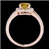 Image 2 : 1.4 CTW Certified Si/I Fancy Intense Yellow Diamond Solitaire Halo Ring 10K Rose Gold - REF-254Y5K -