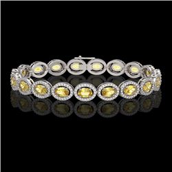 12.73 CTW Fancy Citrine & Diamond Halo Bracelet 10K White Gold - REF-226M9H - 40493