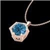 Image 2 : 0.82 CTW Fancy Intense Blue Diamond Solitaire Art Deco Necklace 18K Rose Gold - REF-114H5A - 38049