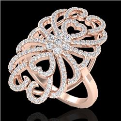 2.25 CTW Micro Pave VS/SI Diamond Designer Inspired Ring 14K Rose Gold - REF-176M8H - 20886