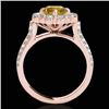 Image 2 : 2.81 CTW Certified Si/I Fancy Intense Yellow Diamond Solitaire Halo Ring 10K Rose Gold - REF-361M8H 