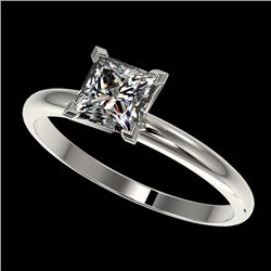 1 CTW Certified VS/SI Quality Princess Diamond Engagement Ring 10K White Gold - REF-297K2W - 32897