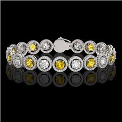 13.76 CTW Canary Yellow & White Diamond Designer Bracelet 18K White Gold - REF-1948N4Y - 42599