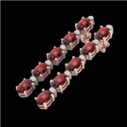 10.36 CTW Garnet & VS/SI Certified Diamond Tennis Earrings 10K Rose Gold - REF-53M3H - 29397