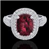 Image 1 : 3.10 CTW Garnet & Micro Pave VS/SI Diamond Halo Ring 10K White Gold - REF-81W8F - 20712