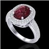 Image 2 : 3.10 CTW Garnet & Micro Pave VS/SI Diamond Halo Ring 10K White Gold - REF-81W8F - 20712