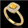 Image 2 : 1.16 CTW Citrine & Micro VS/SI Diamond Ring Solitaire Double Halo 18K Yellow Gold - REF-72W9F - 2102