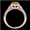 Image 2 : 1.7 CTW Certified Si/I Fancy Intense Yellow Diamond Solitaire Halo Ring 10K Rose Gold - REF-178M2H -