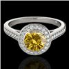 Image 1 : 1.3 CTW Certified Si/I Fancy Intense Yellow Diamond Solitaire Halo Ring 10K White Gold - REF-168N4Y 