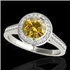 Image 2 : 1.3 CTW Certified Si/I Fancy Intense Yellow Diamond Solitaire Halo Ring 10K White Gold - REF-168N4Y 