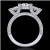 Image 1 : 2.3 CTW VS/SI Diamond Solitaire Micro Pave 3 Stone Ring Band 18K White Gold - REF-263Y6K - 36956