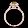 Image 2 : 1.4 CTW Certified Si/I Fancy Intense Yellow Diamond Solitaire Halo Ring 10K Rose Gold - REF-209X3T -