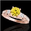 Image 1 : 1.63 CTW Certified Si Intense Yellow Diamond Solitaire Antique Ring 10K Rose Gold - REF-218W2F - 346