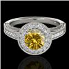 Image 1 : 1.5 CTW Certified Si/I Fancy Intense Yellow Diamond Solitaire Halo Ring 10K White Gold - REF-200M2H 