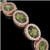 Image 4 : 13.87 CTW Tourmaline & Diamond Halo Bracelet 10K Rose Gold - REF-271N6Y - 40473