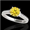 Image 1 : 1.5 CTW Certified Si/I Fancy Intense Yellow Diamond Solitaire Ring 10K White Gold - REF-236W4F - 349